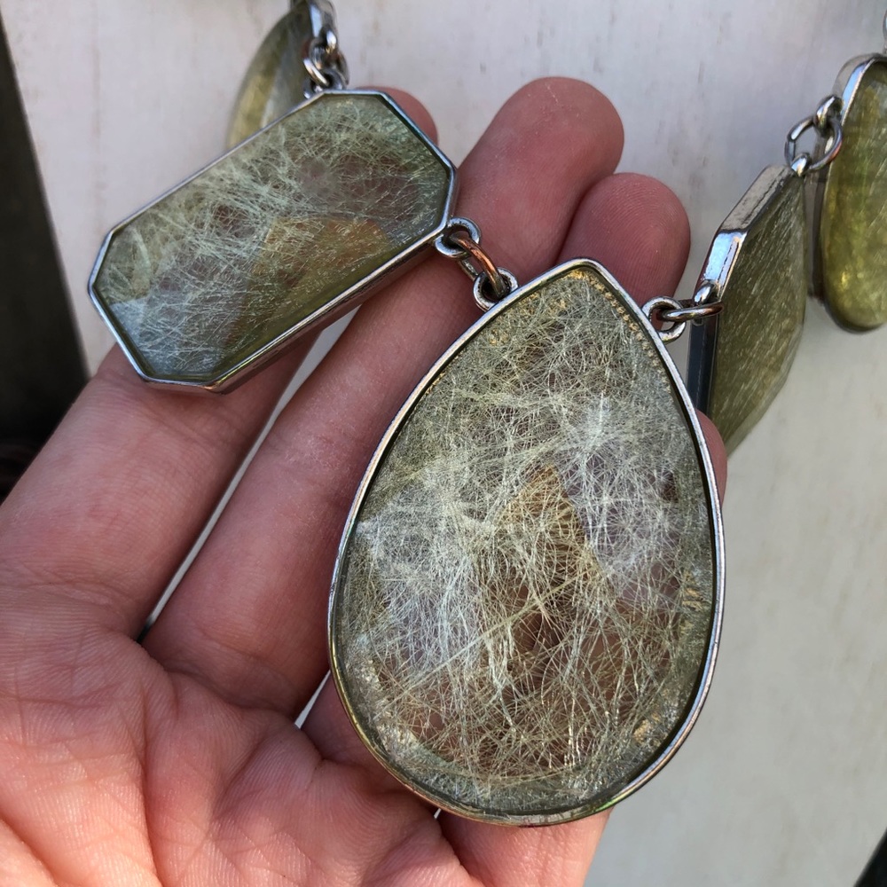 Large Neutral Gem Statement Necklace - image 3